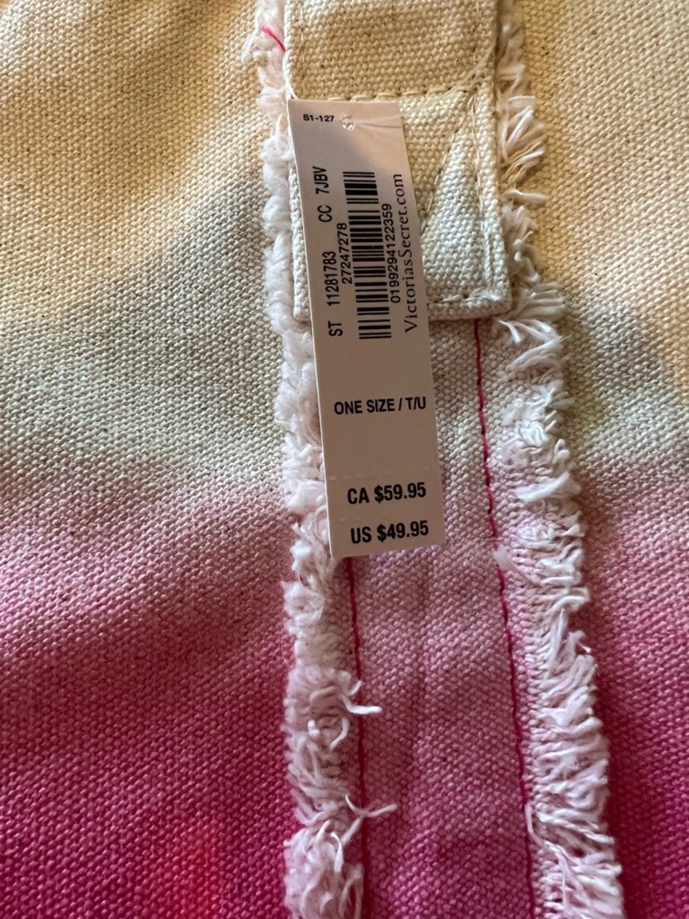 NEW!Victoria's Secret Bright Pink and Cream Ombre Tote Bag! CUTE! NWT! - Picture 5 of 5
